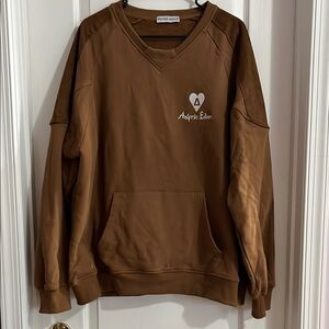Aelfric Eden Sun Eye Print Brown V-Neck Sweatshirt